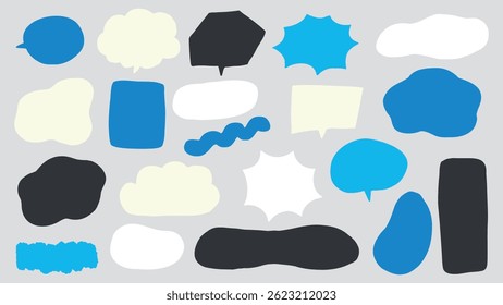 Set speech bubbles,chat box or chat square and doodle message or communication icon, minimal message dialog Vector