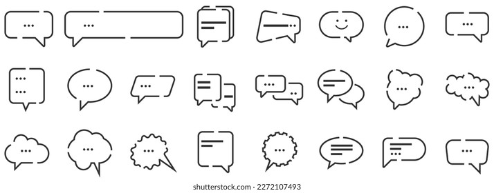 Icono de conjunto de burbujas de voz. Vector simple de trazo de línea de chat. 