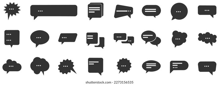 Set of speech buble icon. Simple chat flat silhouette vector. 