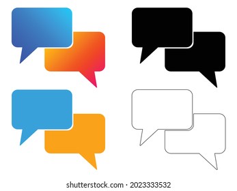 Set of Speech or Chat bubble icons for app and website, isolated on white background. EPS 10 vector illustration in flat style design.