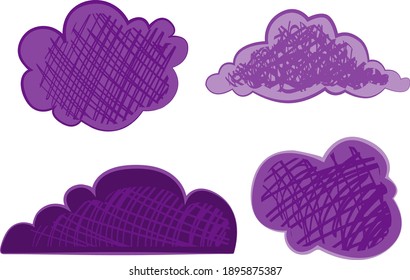 
Set of speech clouds. Collection of banners. colored stickers for decoration on a white background. purple pencil strokes