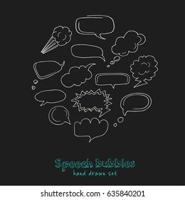 Set with speech and dialog bubbles . Vector illustration.