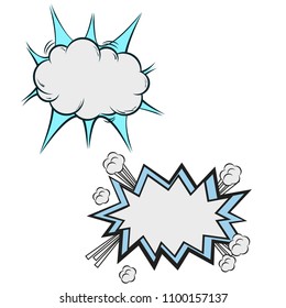 Set of speech explosion bubbles pop-art style. Vector illustration
