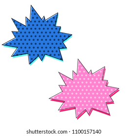 Set of speech explosion bubbles pop-art style. Vector illustration