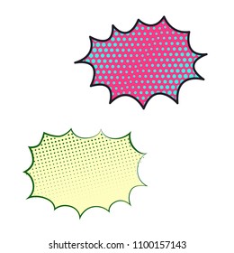 Set of speech explosion bubbles pop-art style. Vector illustration