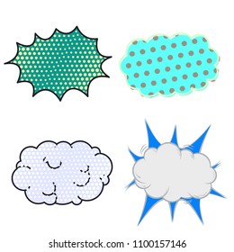 Set of speech explosion bubbles pop-art style. Vector illustration