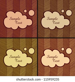 Set of speech and thought bubble on linear network texture with dots. Clouds with place for text. Background for holidays, arts, crafts, cards, scrapbooks, setting table, invitations, prints