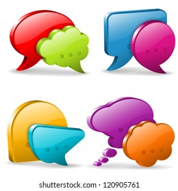 Set Speech and Thought Bubbles, social media concept, easy to change colors, vector illustration