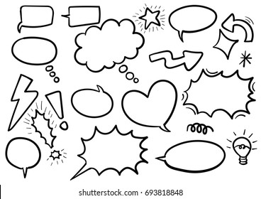 Set speech and thought doodle bubbles.