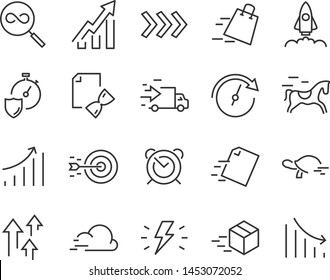 Set Of Speed Icon, Such As Agile, Fast, Up, Increase, Rising, Accelerator