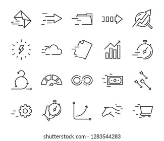 Set Of Speed Icon, Such As, Fast, Run, Send, Boost, Growth