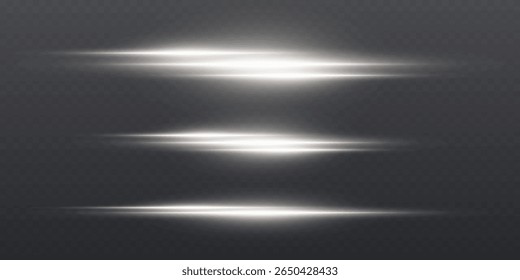 Set of speed light lines, abstract ray light effects. On a transparent background.