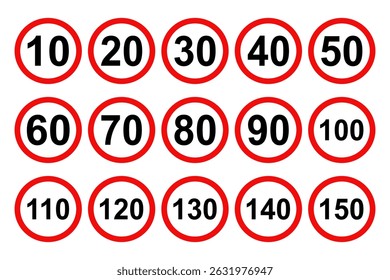Set of speed limit signs. Vector illustration design.