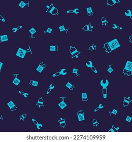 Set Speed limit traffic sign 100 km, Train ticket, station bell and Wrench spanner on seamless pattern. Vector