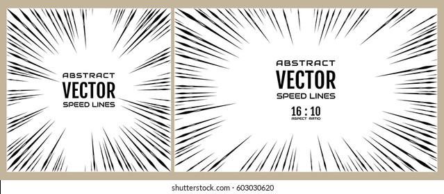 Set speed line on white background. Festive illustration with effect power explosion. Element of design. Vector
