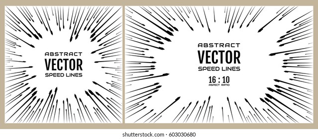 Set speed line on white background. Festive illustration with effect power explosion. Element of design. Vector