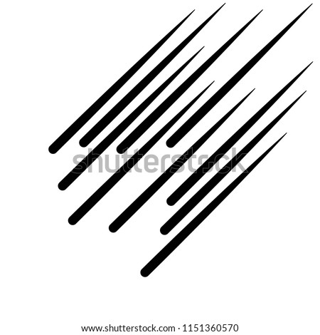Set of speed lines. Black lines on a white background. Flying particles.