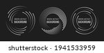 Set of speed lines in circle form. Radial speed Lines in Circle Form for comic books. Technology round Logo. Black thick halftone dotted speed lines.
