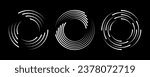 Set of speed lines in circle form. Radial speed Lines in Circle Form for comic books. Technology round Logo. Black thick halftone dotted speed lines.