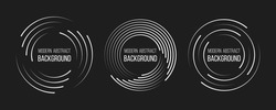Set Of Speed Lines In Circle Form. Radial Speed Lines In Circle Form For Comic Books. Technology Round Logo. Black Thick Halftone Dotted Speed Lines.