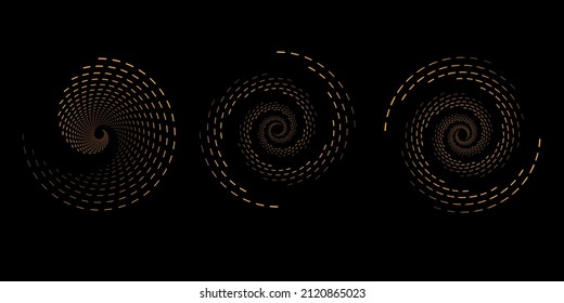 Set of speed lines in circle form. Radial speed Lines in Circle Form for comic books. Technology round Logo. Black thick halftone dotted speed lines.