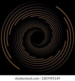 Set of speed lines in circle form. Radial speed Lines in Circle Form for comic books. Technology round Logo. Black thick halftone dotted speed lines.