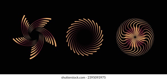 Set of speed lines in circle form. Radial speed Lines in Circle Form for comic books. Technology round Logo. Black thick halftone speed lines. Round Wheel black background, Round Abstract