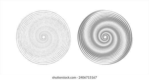 Set of speed lines in circle form. Radial speed Lines in Circle Form for comic books. Technology round Logo. Black thick halftone dotted speed lines. modern
