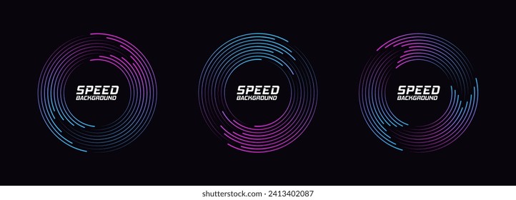 Set of speed lines in circle form. Radial speed Lines in Circle Form for comic books. Technology round Logo.