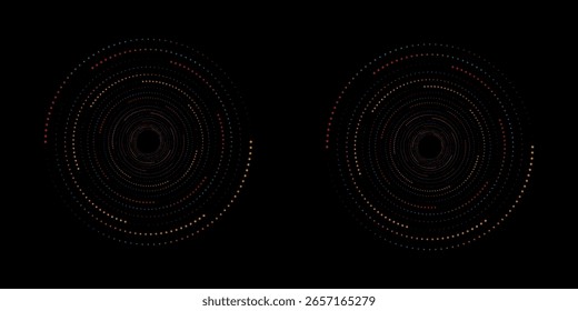 Conjunto de linhas de velocidade em forma de círculo. Linhas em forma de círculo para revistas em quadrinhos. Logotipo da rodada de tecnologia. Linhas de velocidade pontilhadas de meio-tom grossas pretas.