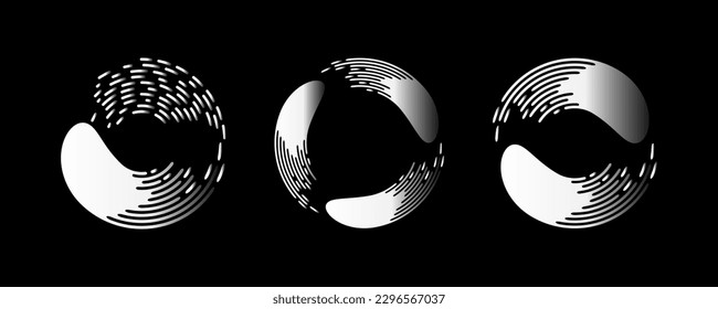 Set of speed lines in circle shape. Radial speed line in Circle Shape for comic book. Technology circle logo. black background