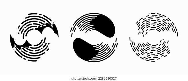 Set of speed lines in circle shape. Radial speed line in Circle Shape for comic book. Technology circle logo. black background