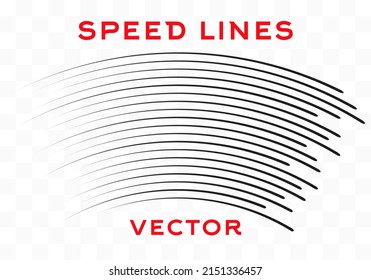 Set of speed lines. Design element, motion effect signs. Black lines on white background. Vector illustration.