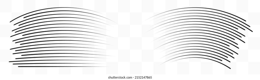 Set of speed lines. Design element, motion effect signs. Black lines on white background. Vector illustration.