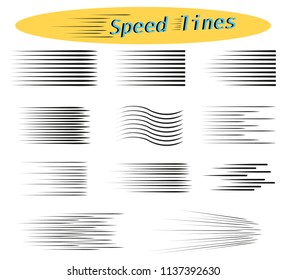 Set of speed lines. Design elements for Manga and Comics. Vector illustrations for your projects.