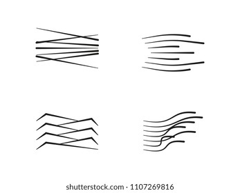 Set of speed lines with different angle and design arranged on white background