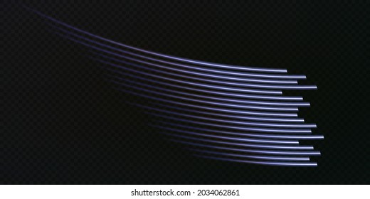 Set of speed lines isolate on transparent the background. Collection of vector signs traffic. electric light, light effect, png.