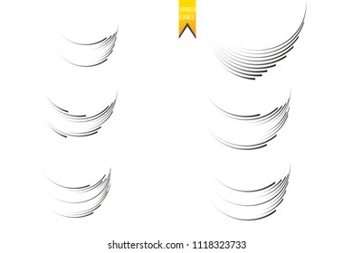 Set speed lines isolated set. Motion effect for your design. Black lines on white background. Vector
