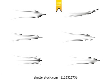 Set speed lines isolated set. Motion effect for your design. Black lines on white background. Vector