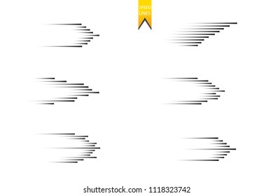 Set speed lines isolated set. Motion effect for your design. Black lines on white background. Vector