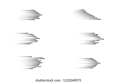 Set speed lines isolated set. Motion effect for your design. Black lines on white background. Vector