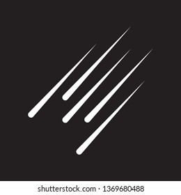 Set of speed lines. white lines on a black background. Flying particles.