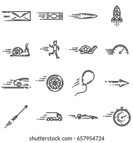 Set of speed outline vector icons.