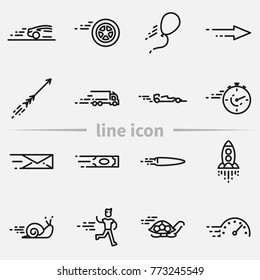 Set of speed outline vector icons.