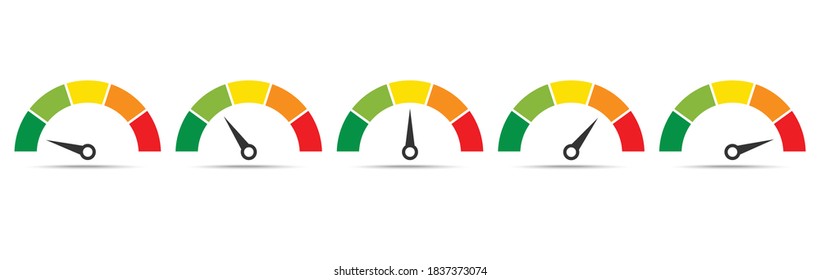 set of speed performance gauges. Gas tank gauge. Oil level bar. isolated on white background. vector illustration in flat style modern design.