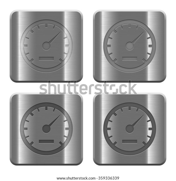 Set Speedometer Buttons Vector Brushed Metal Stock Vector (Royalty Free