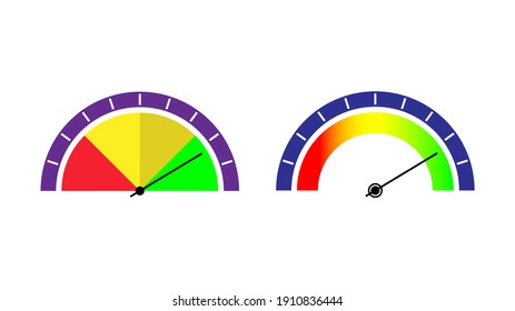 Set of speedometer icon color chart, tachometer with color chart, vector illustration flat style design