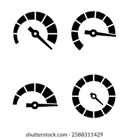 Set of Speedometer icon, speedometer symbol design vector illustration isolated on white background.