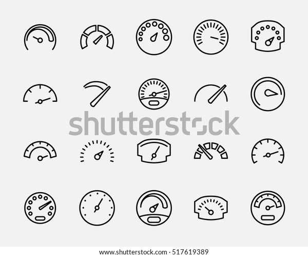 Set Speedometer Icons Modern Thin Line Stock Vector (Royalty Free ...