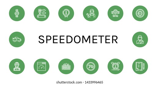 Set of speedometer icons such as Gauge, Auto, Mechanic, Barometer, Racer, Speedometer, High score, Speed limit, Speed, Scoring, Racing car , speedometer